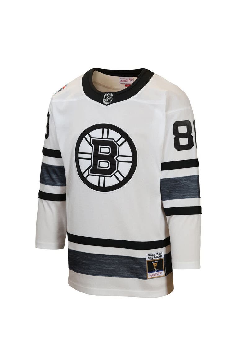 Youth Mitchell & Ness David Pastrnak White Boston Bruins 2019 All-Star Game Power Play Jersey, Alternate, color, White