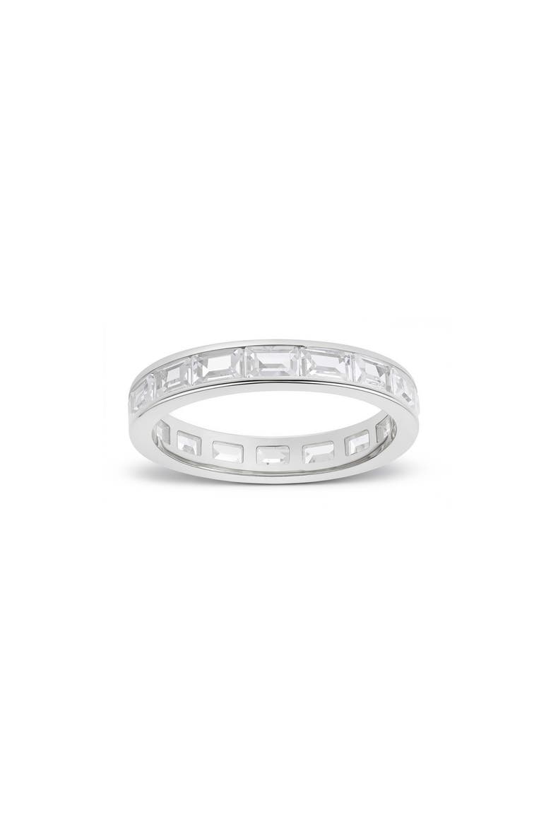 Channel Set Baguette Cubic Zirconia Eternity Band, Main, color, SILVER