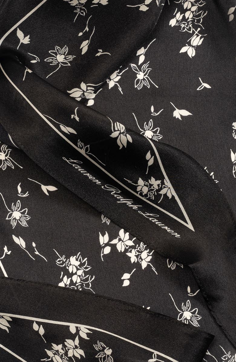 Lauren Ralph Lauren Ink Floral Silk Satin Small Diamond Scarf, Alternate, color, 