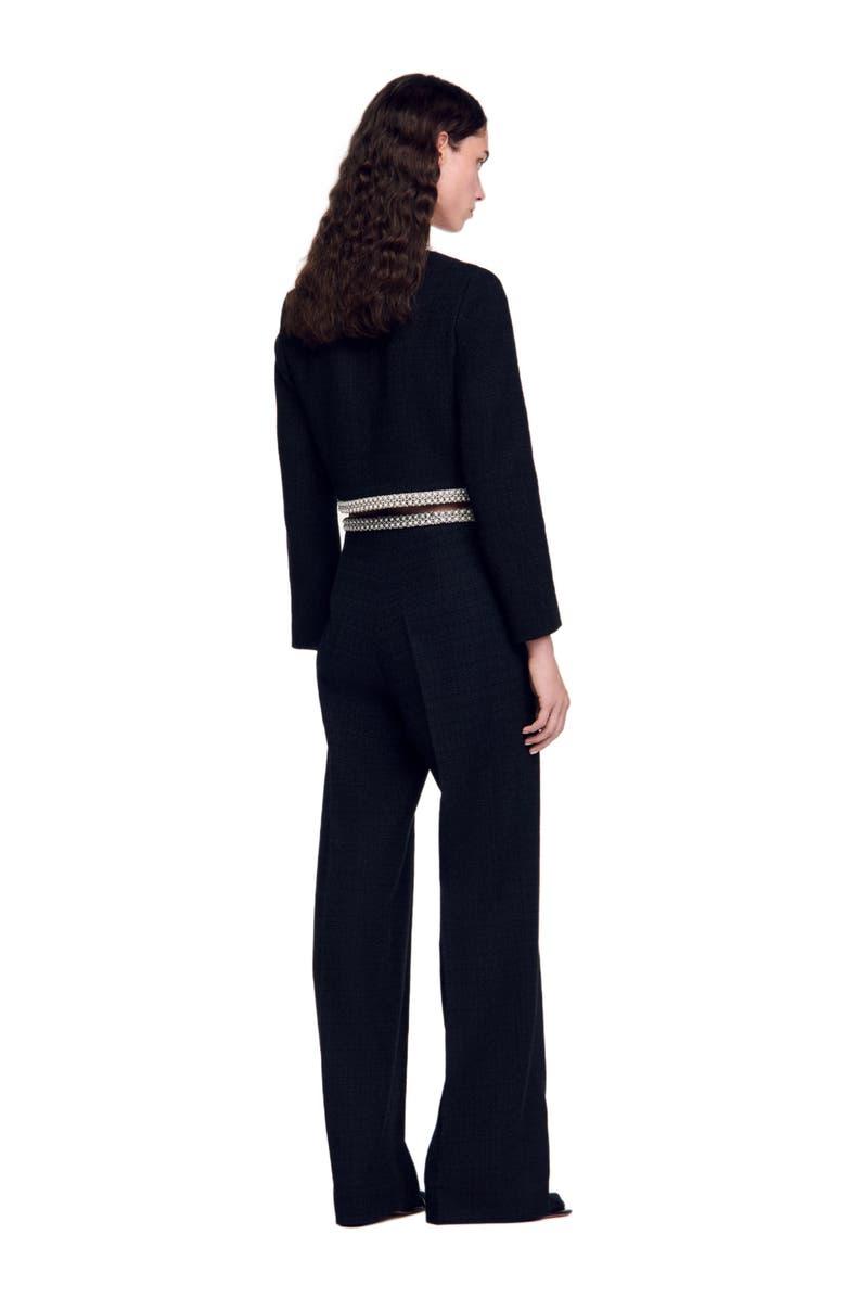 SANDRO High-waisted tweed trousers, Alternate, color, 