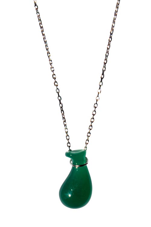 Seree Fudai Green Jade Stone Pendant Necklace In Green