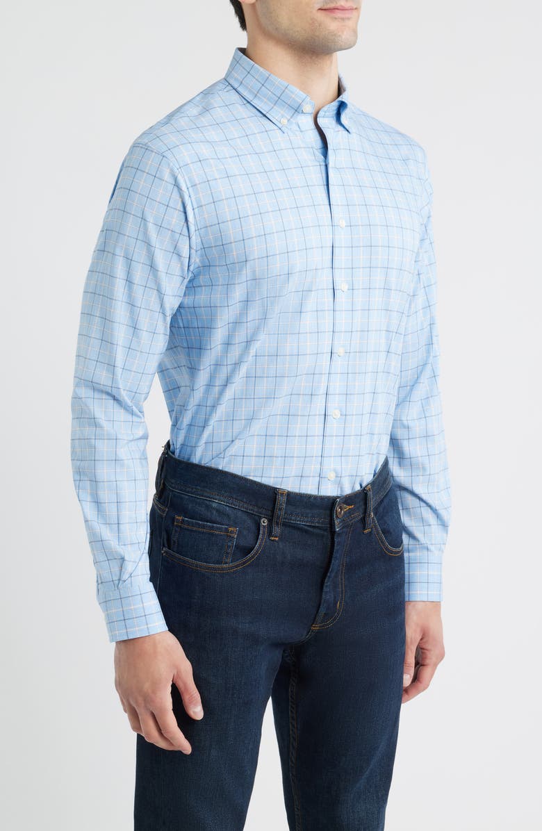 johnnie-O Miramont Windowpane Check Everyday Performance Button-Down Shirt, Alternate, color, Maliblu