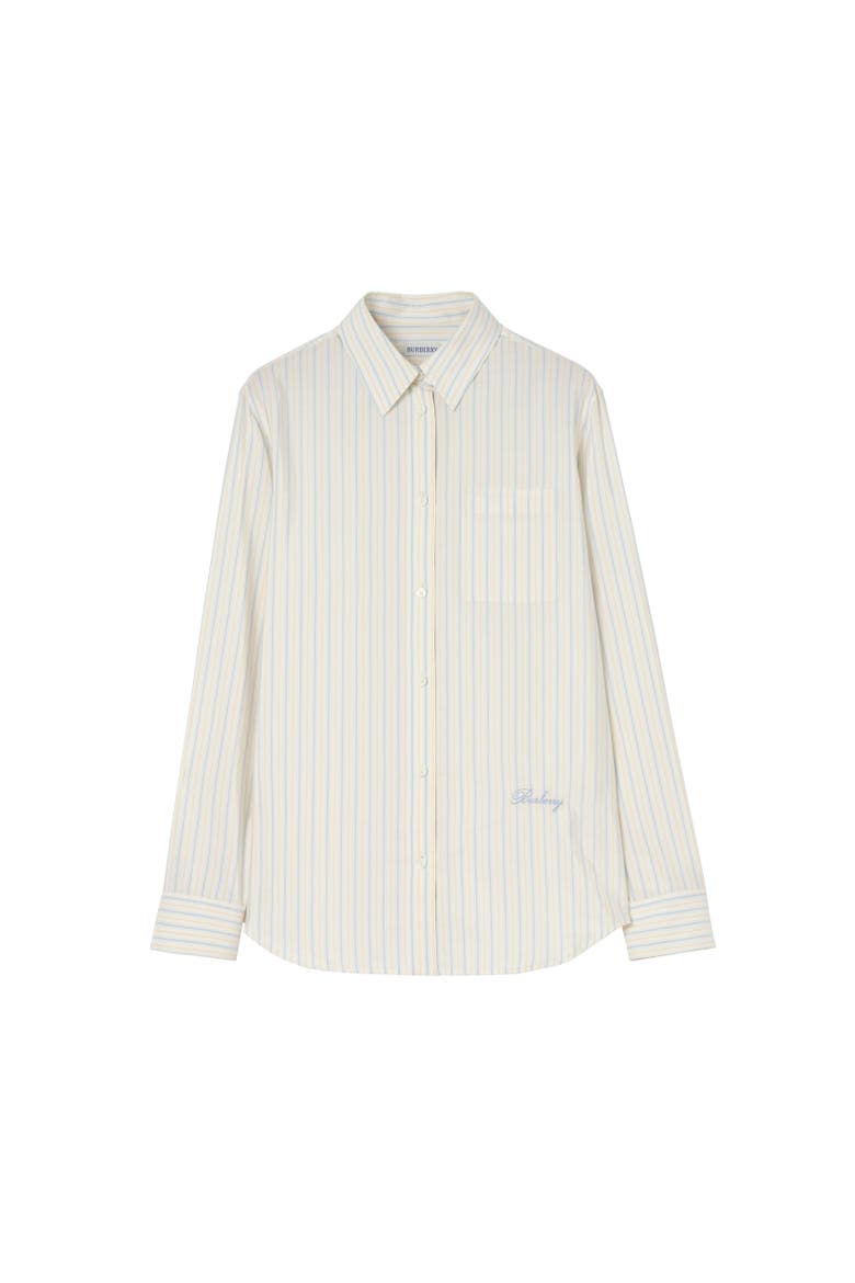 Classic Fit Striped Silk Cotton Shirt, Alternate, color, Seashell white/hazy blue