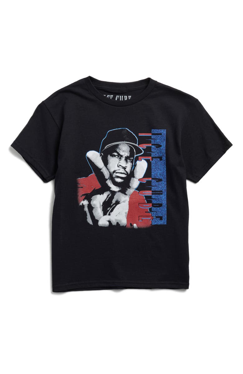 Merch Traffic Kids' Ice Cube Peace Sign Cotton Graphic T-Shirt, Main, color, Black