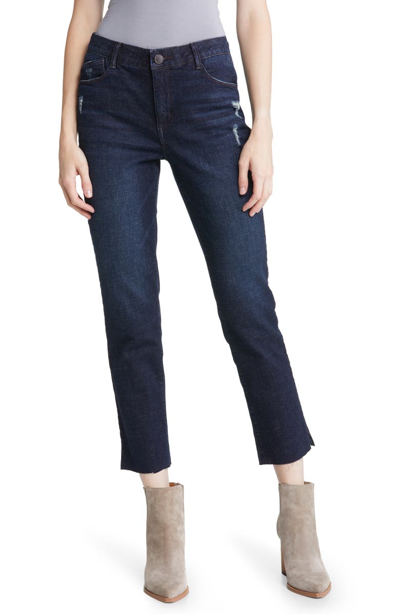 Wit & Wisdom 'Ab'Solution High Waist Raw Hem Slim Straight Leg Jeans, Main, color, 