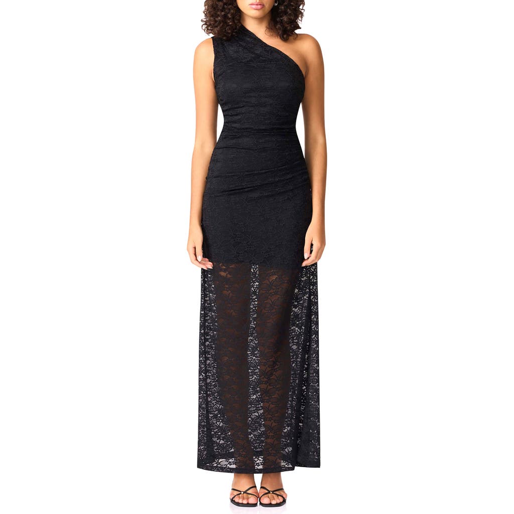 Elliatt Armelle Lace One-shoulder Gown In Black