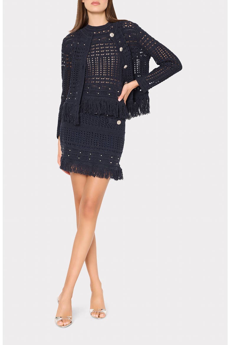 Beaded Fringe Cardigan, Alternate, color, NAVY