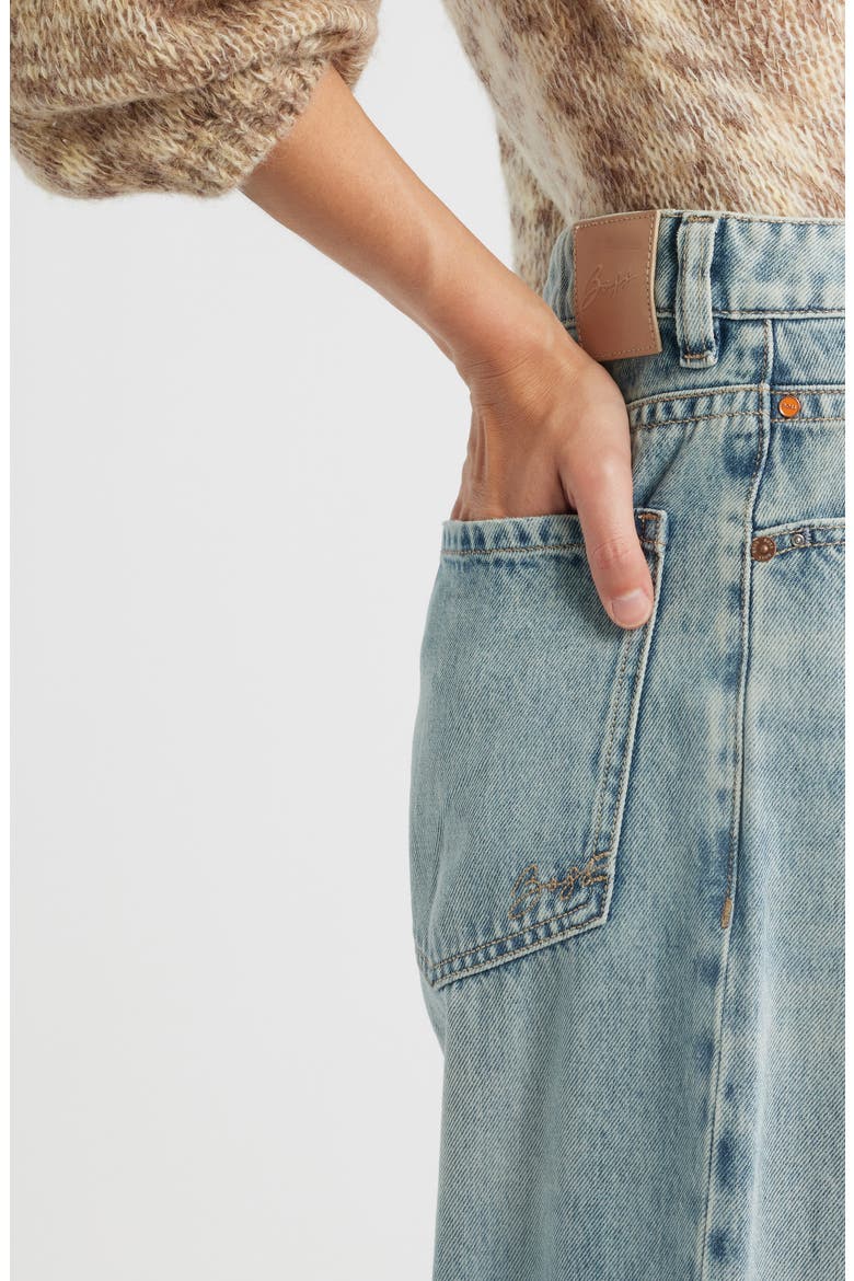 High Waist Slouchy Pleated Jeans, Alternate, color, MED BU