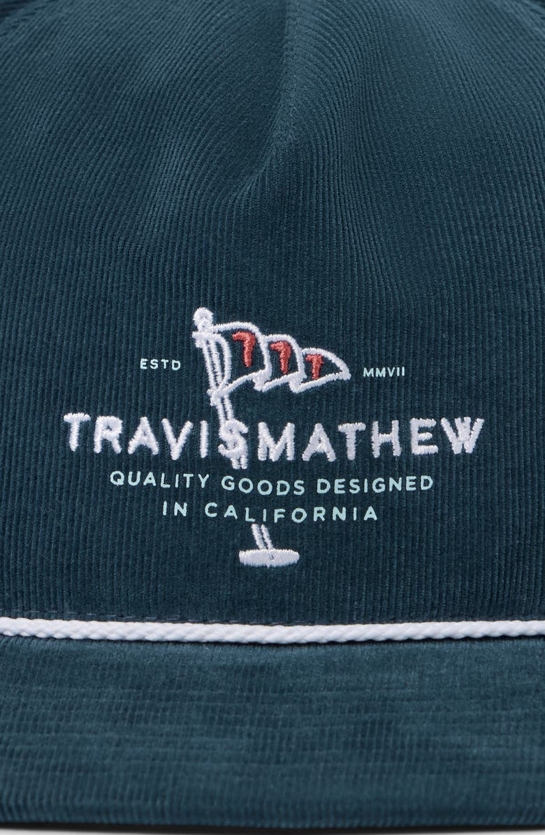 TravisMathew One for the Money Snapback Corduroy Baseball Cap, Alternate, color, Mood Indigo/ Vintage Indigo