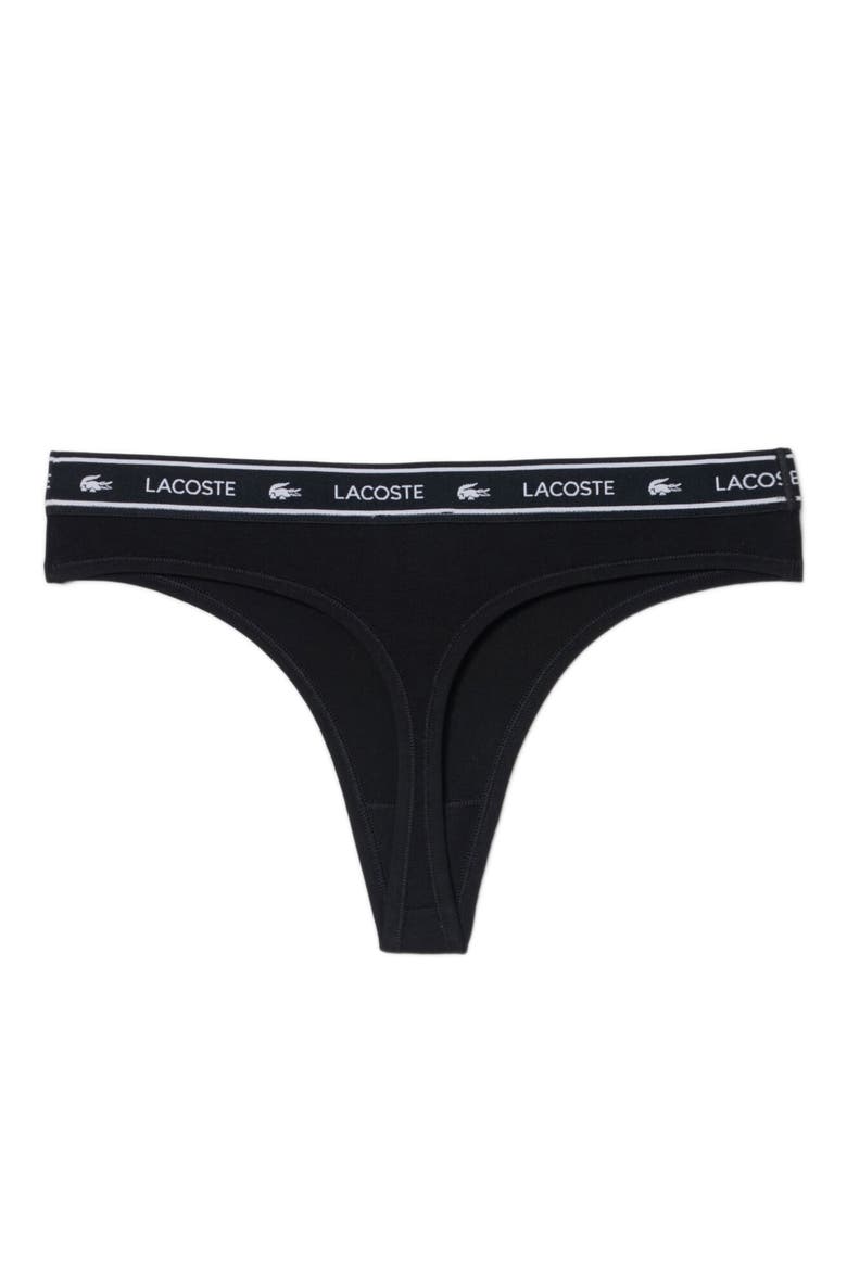 Stretch Cotton Jersey Thong, Alternate, color, BLACK