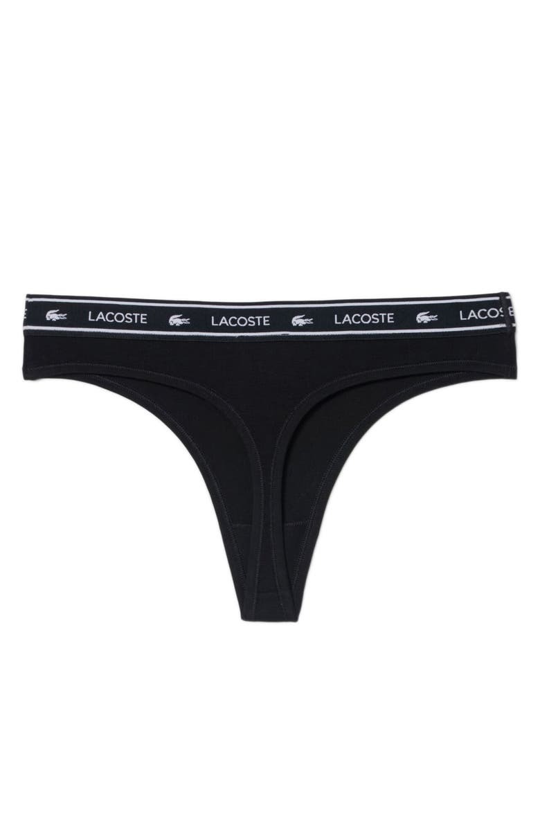 Lacoste Stretch Cotton Jersey Thong, Alternate, color, Black