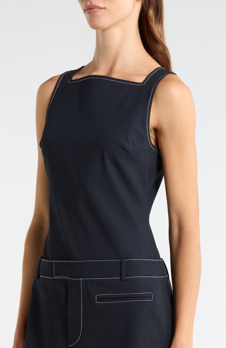 STAUD Skyla Drop Waist Minidress, Alternate, color, Navy