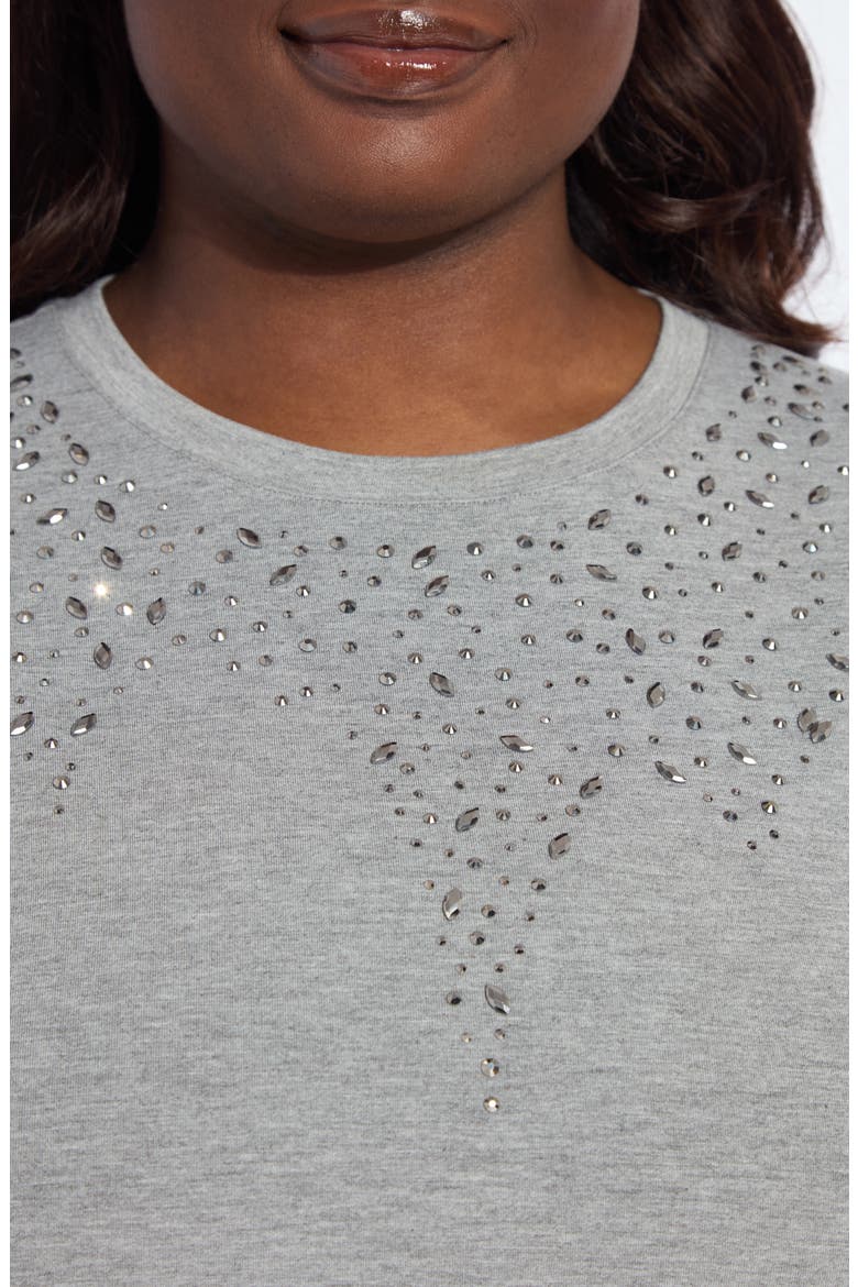Malva Rhinestone Embellished Short Sleeve Top, Alternate, color, DARK HEATHER GREY