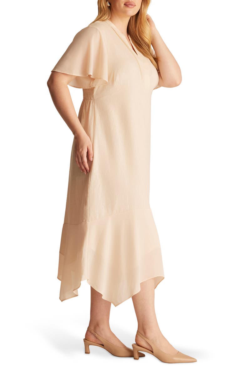 Estelle Claudia Linen Blend A-Line Dress, Alternate, color, Natural