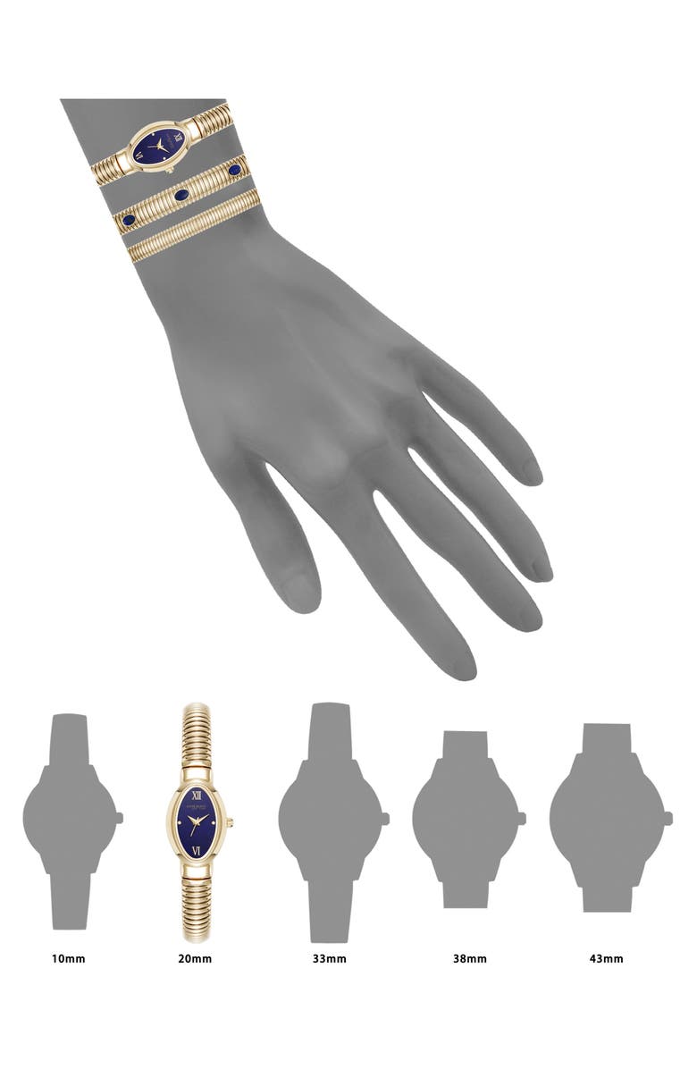 Anne Klein Set of 3 Oval Bracelet Watch & Bracelets, Alternate, color, Goldtone/ Blue