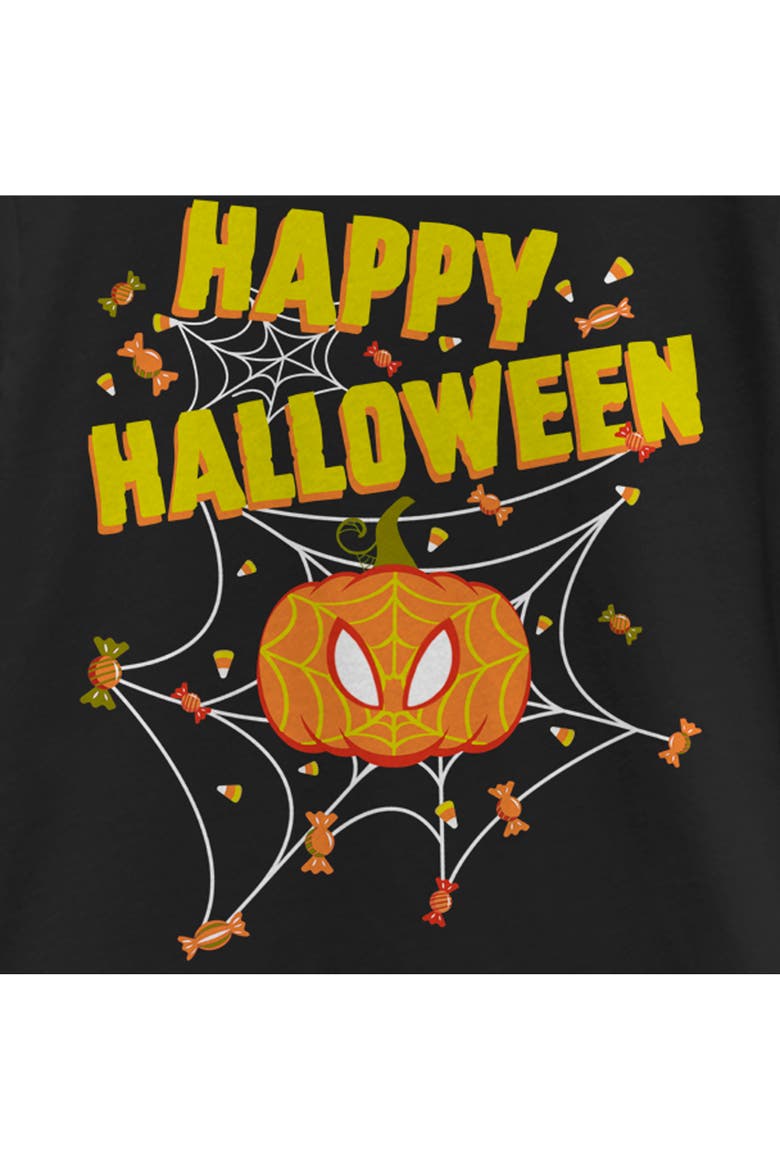 Girl's Marvel Spider-Man Jack-O'-Lantern Happy Halloween  Graphic T-Shirt, Alternate, color, Black