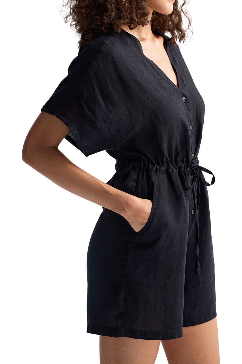 V neck Drawstring Romper, Alternate, color, Solid