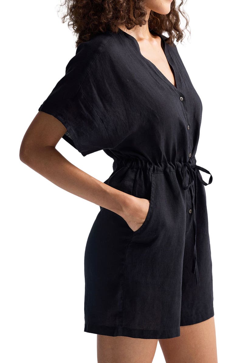 Reistor V neck Drawstring Romper, Alternate, color, Solid