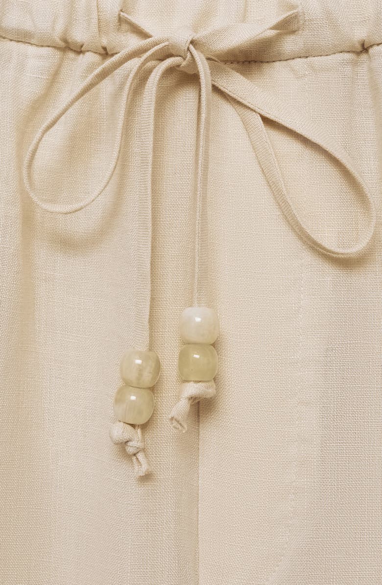 MANGO Linen Drawstring Pants, Alternate, color, Ecru