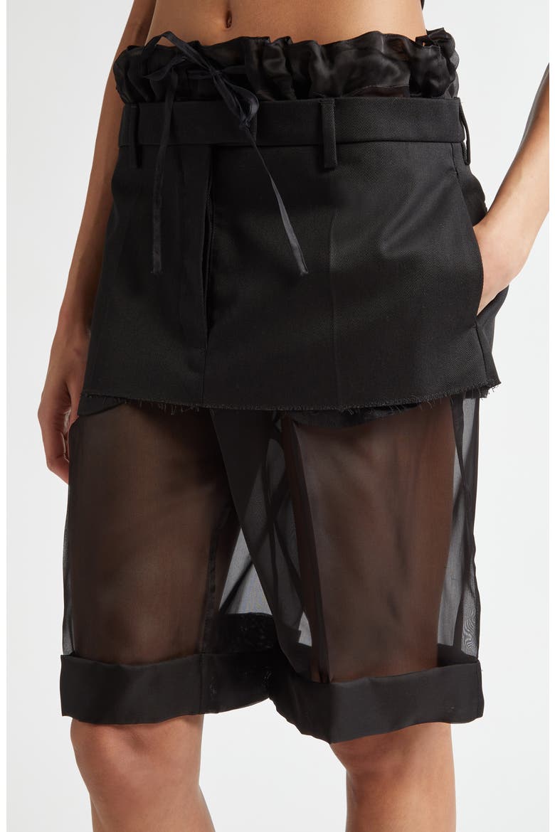 Mixed Media Miniskirt Layered Shorts, Alternate, color, BLACK