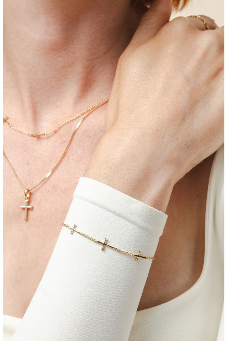 Calvary Cross Bracelet, Alternate, color, 18k Gold Plated