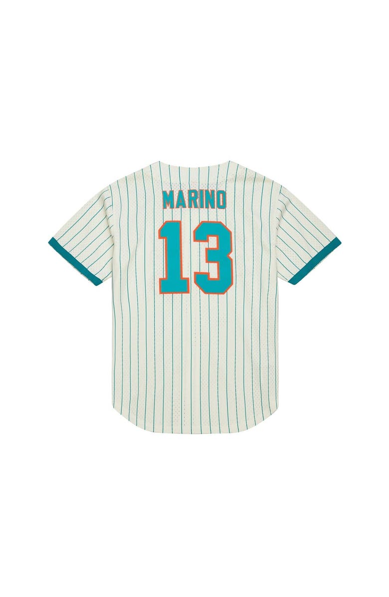 Mitchell & Ness Men's Mitchell & Ness Dan Marino Cream Miami Dolphins Name & Number Mesh Button-Up Baseball Jersey, Alternate, color, Cream