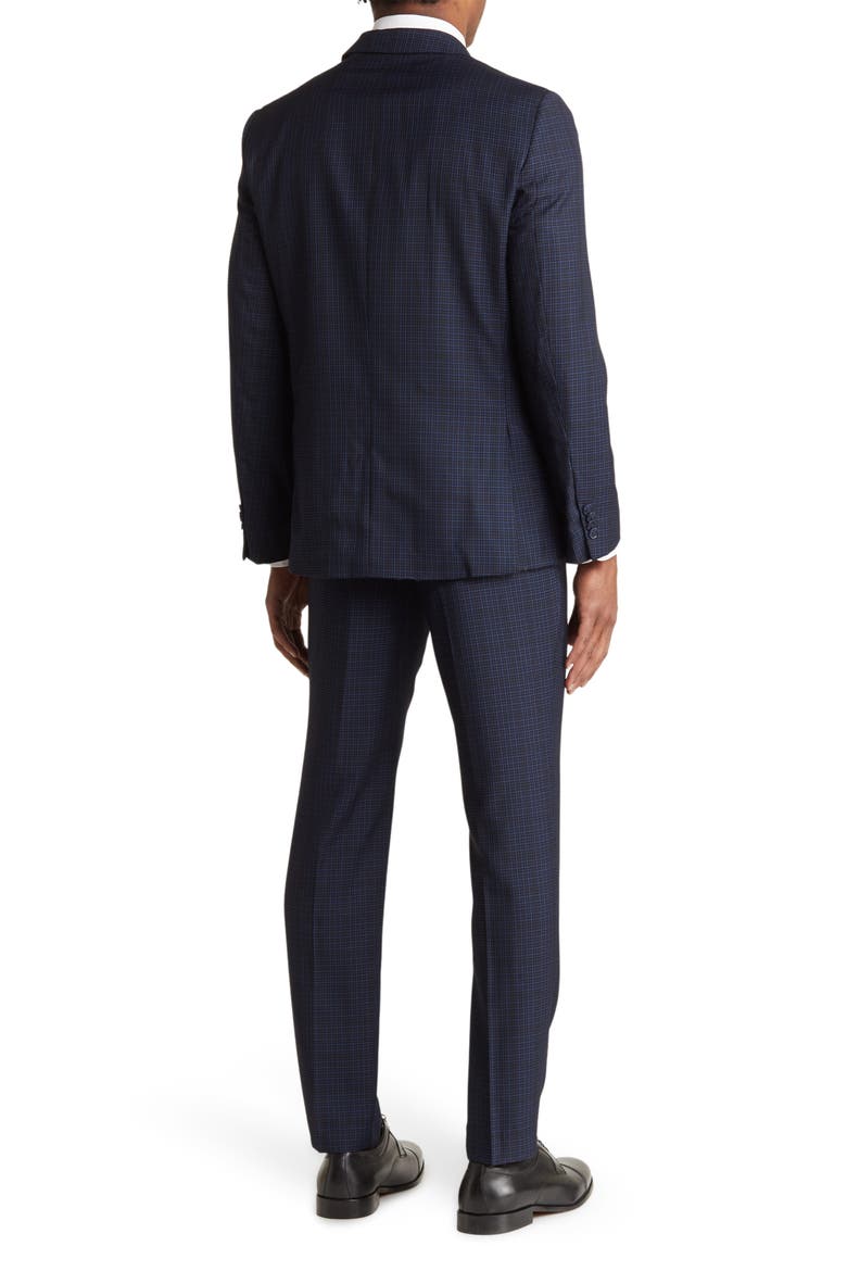 Hoxton Navy Grid Check Two-Button Notch Lapel Suit, Alternate, color, NAVY