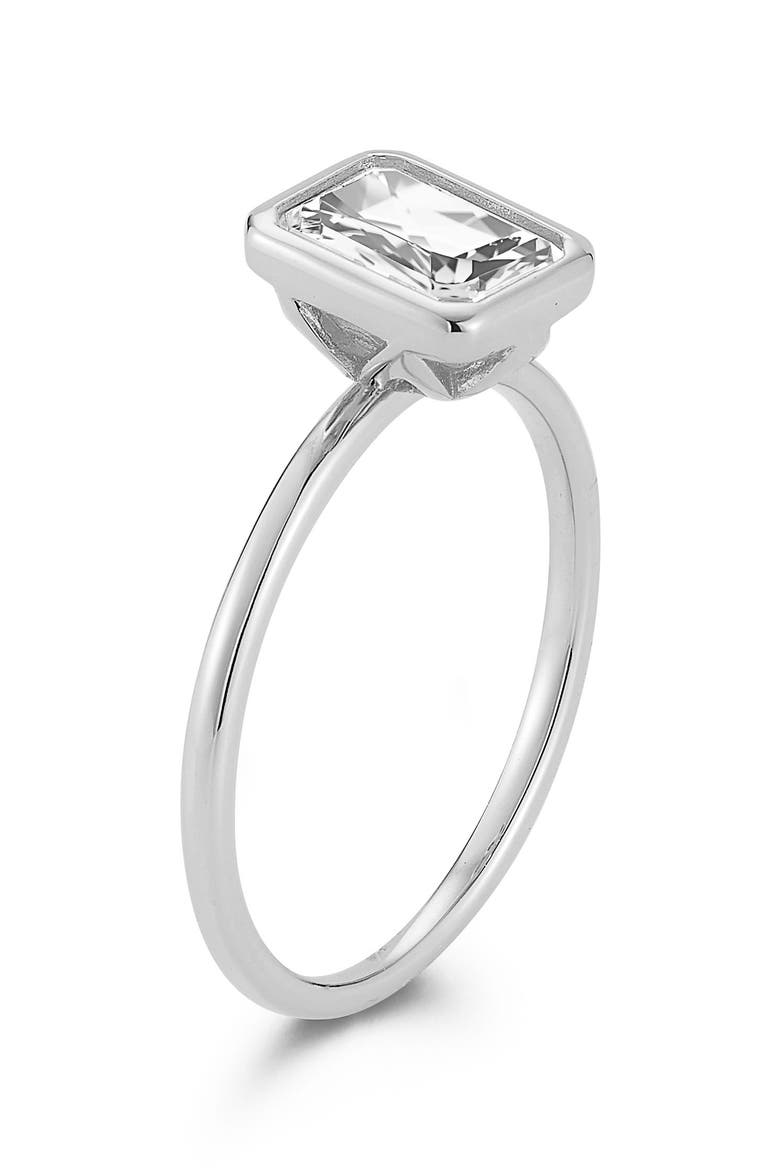 Emerald Cut Moissanite Solitaire Ring, Alternate, color, SILVER