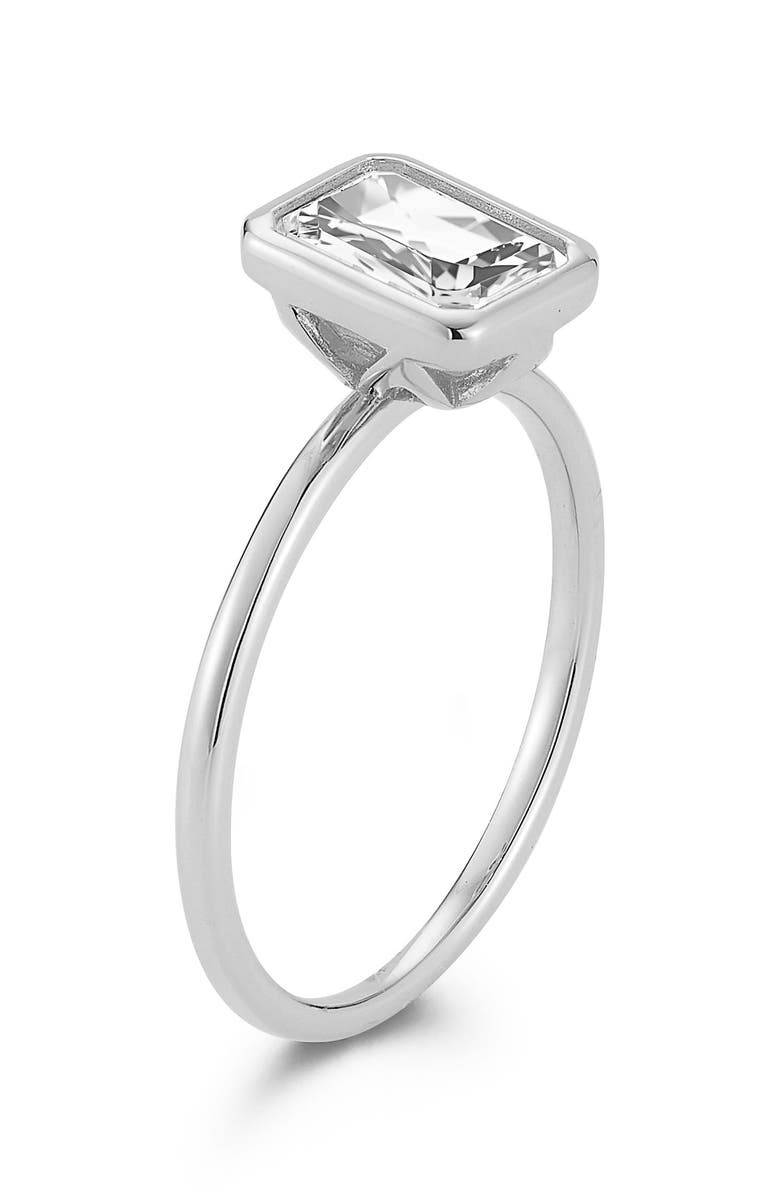 GLAZE JEWELRY Emerald Cut Moissanite Solitaire Ring, Alternate, color, Silver