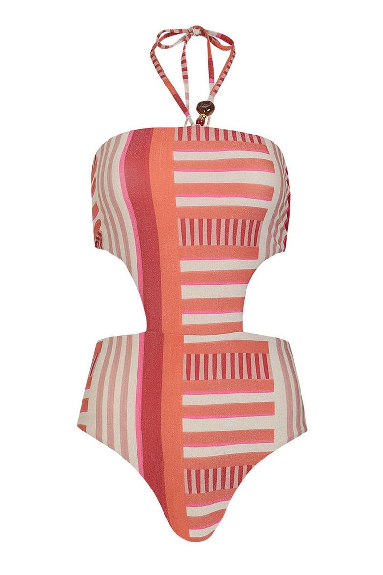 Sunset Bazaar Stripes Print Rocky Trikini One Piece, Alternate, color, Sunset Stripes