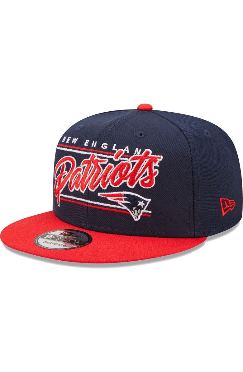 New Era Men's New Era Navy/Red New England Patriots Team Script 9FIFTY Snapback Hat, Main, color,