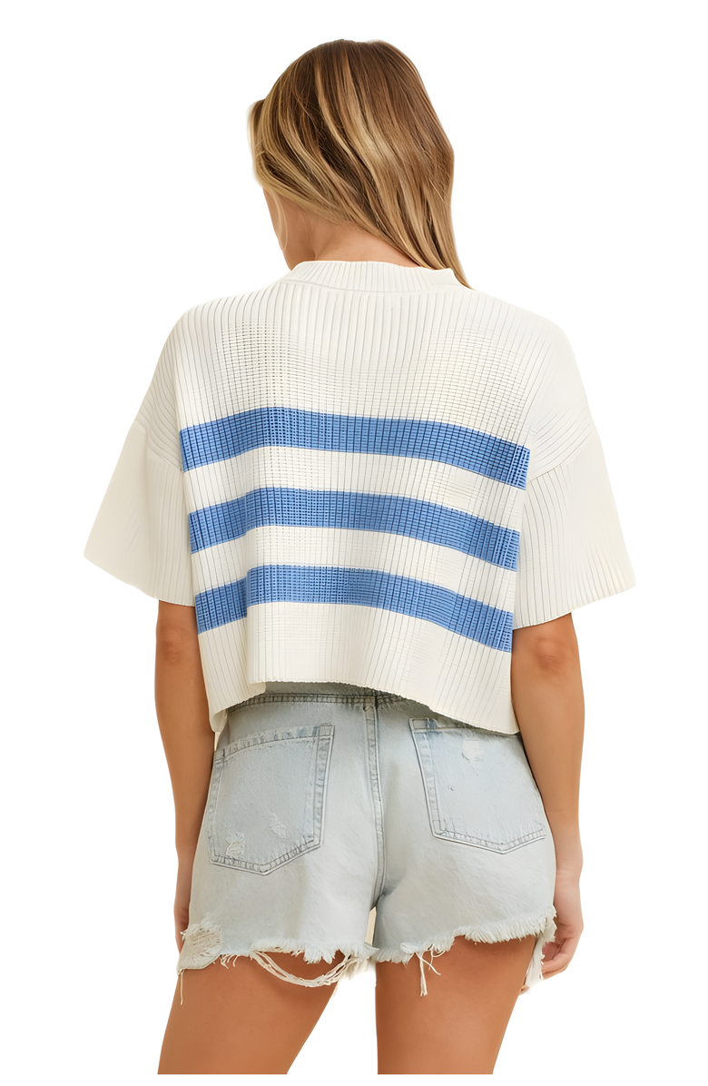 Knit and Lounge Relaxed Knit Stripe Top, Alternate, color, Blue/White Stripe