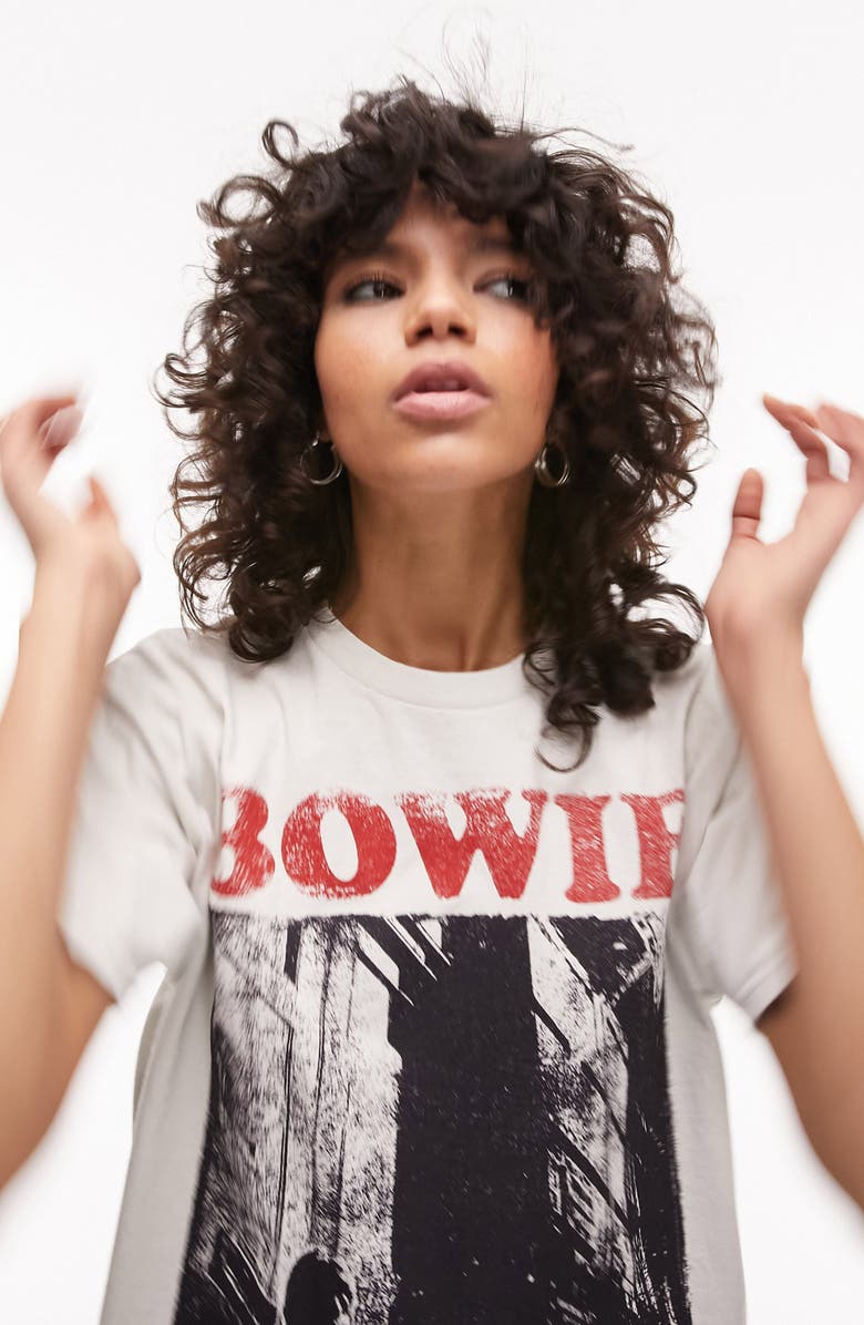Topshop Bowie Oversize Cotton Graphic T-Shirt, Alternate, color,