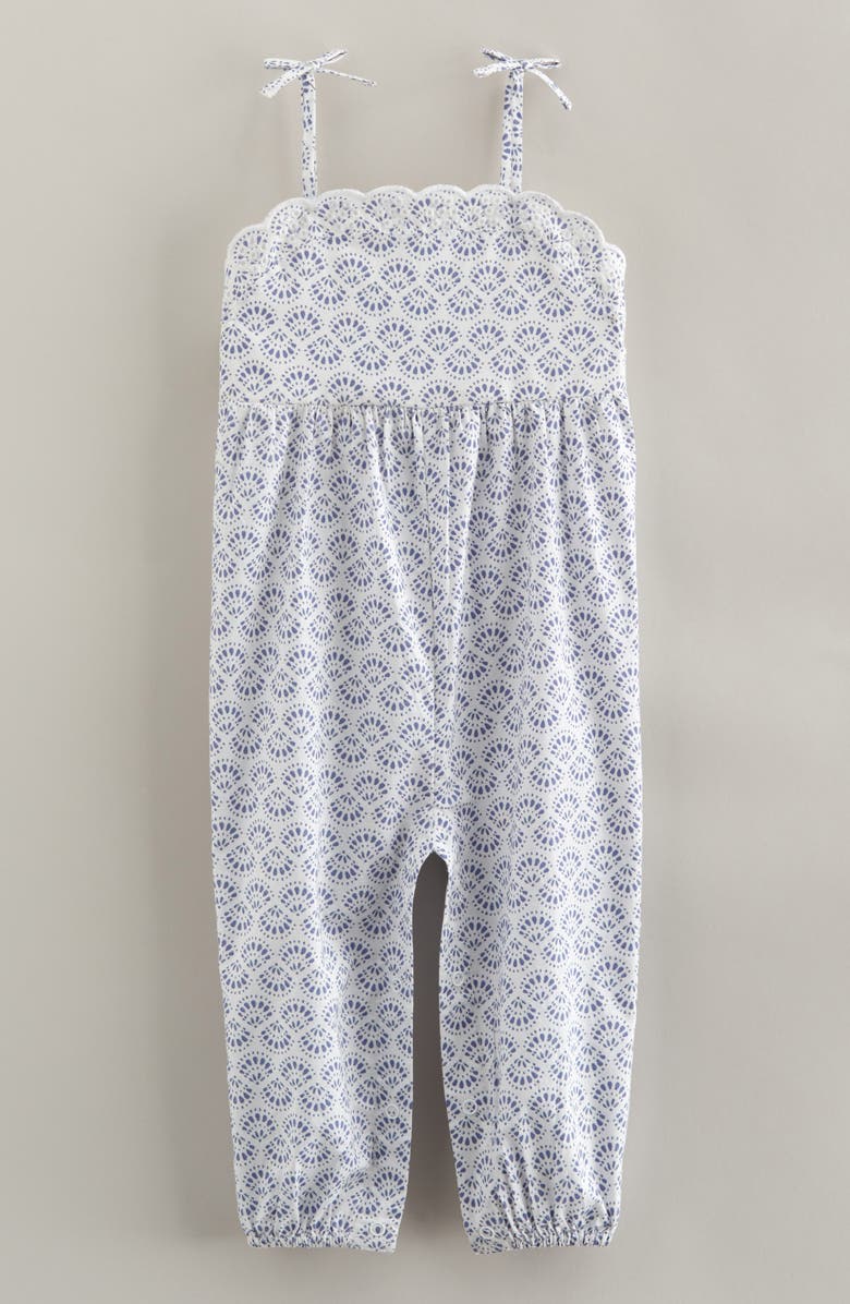 Nordstrom Scalloped Floral Romper, Main, color, White- Blue Scallops