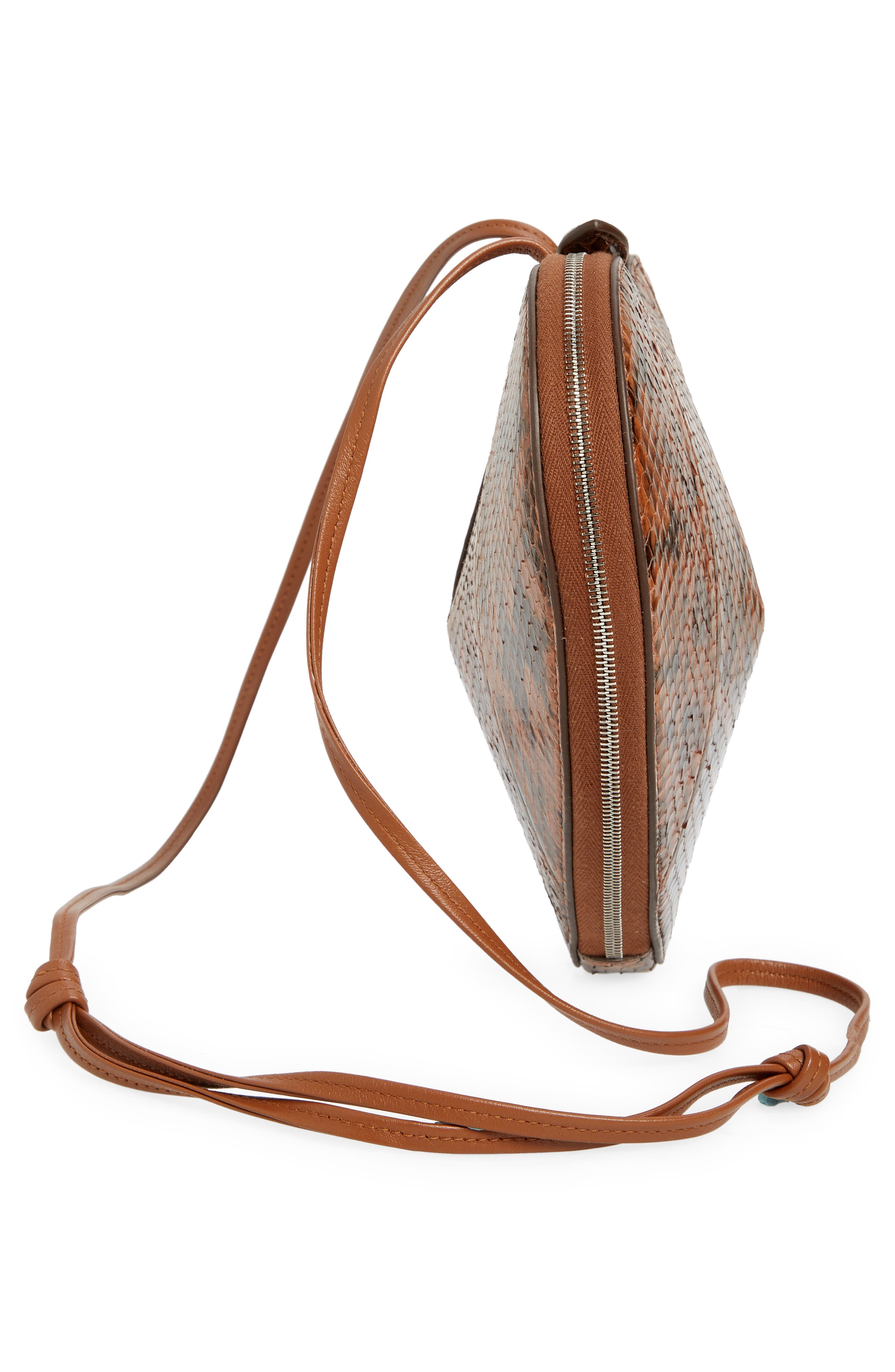 Alaïa Le Coeur Heart Snakeskin Embossed Leather Crossbody Bag, Alternate, color, 