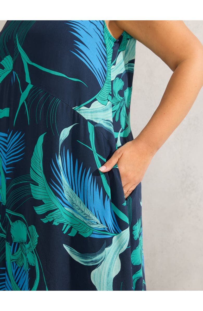 Live Unlimited Abstract Leaf Print V-Neck Maxi Dress, Alternate, color, Multi