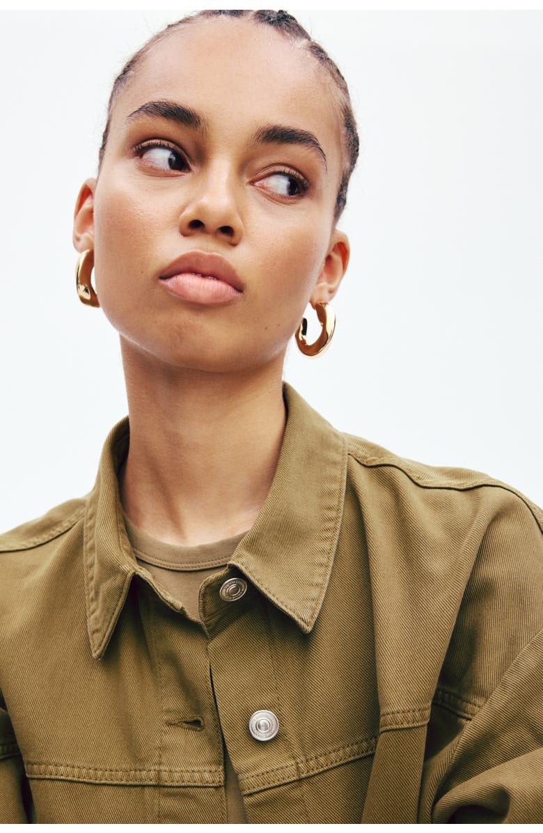 H&M Twill Shacket, Alternate, color, Dark Khaki Green