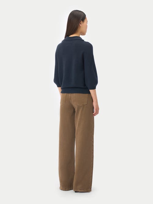 Gobi Mongolian Cashmere Polo Sweater In Blue