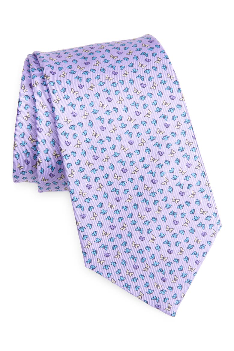 Butterfly Silk Tie, Main, color, PURPLE/BLUE BUTTERFLIES