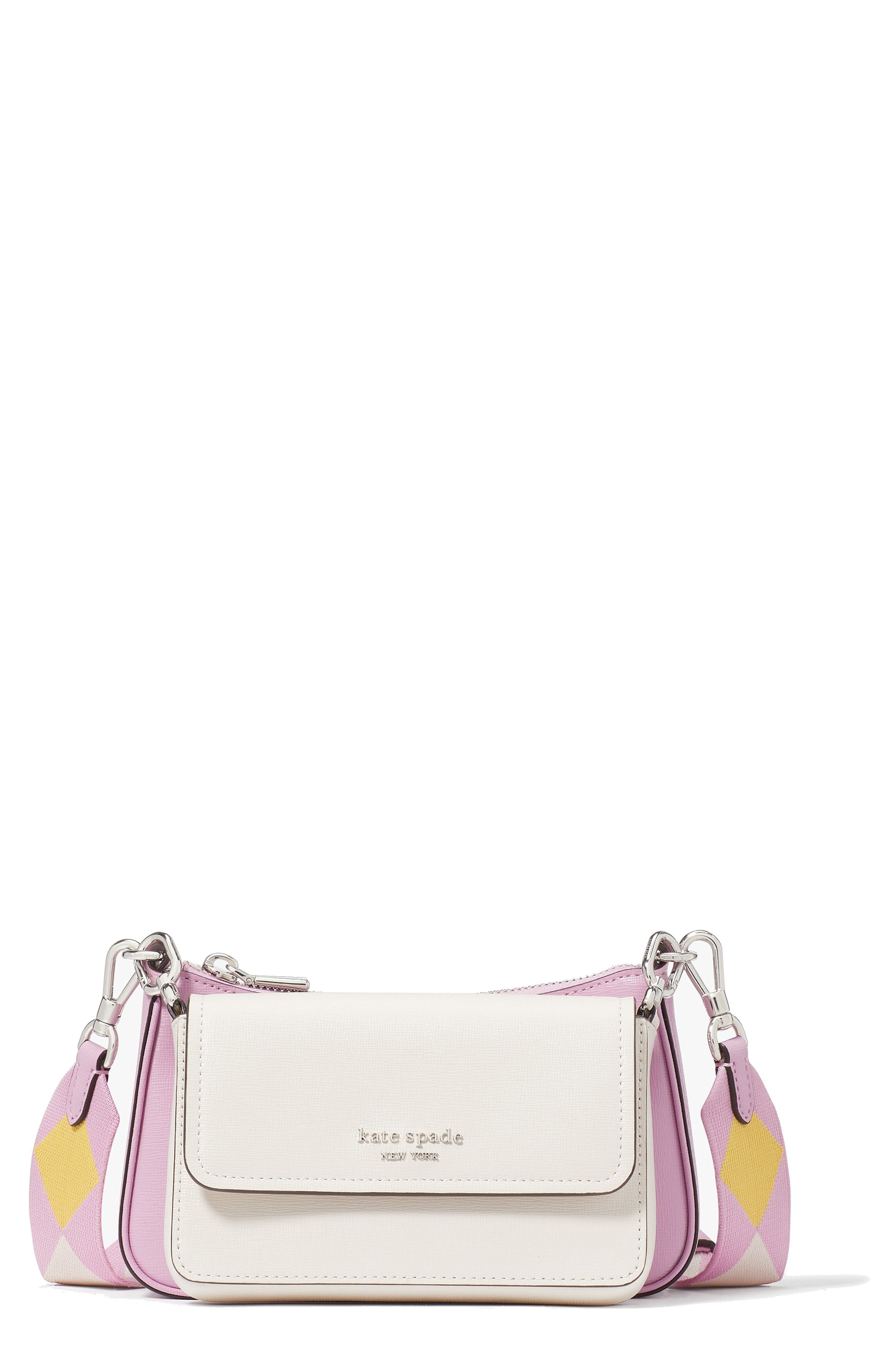 Kate Spade New York morgan double up colorblock saffiano leather crossbody bag, Main, color, Parchment Multi