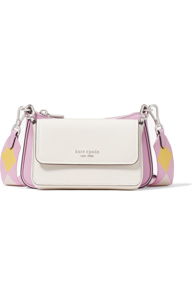 Kate Spade New York morgan double up colorblock saffiano leather crossbody bag, Main, color, Parchment Multi