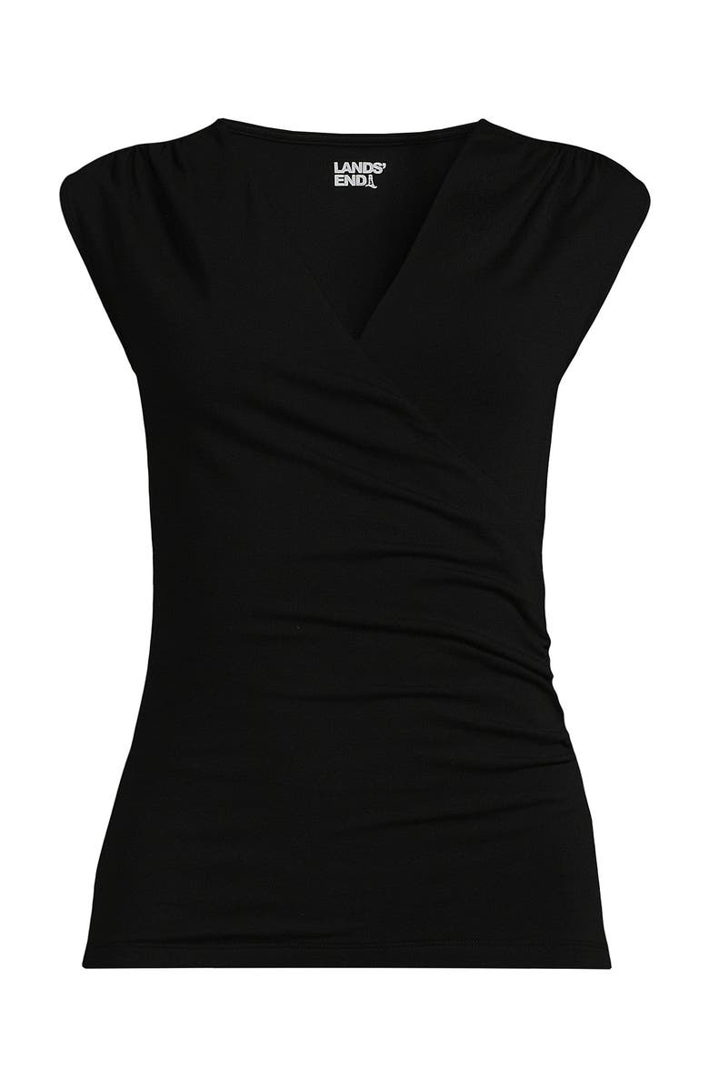 Lands' End Lightweight Jersey Wrap Front Top, Alternate, color,