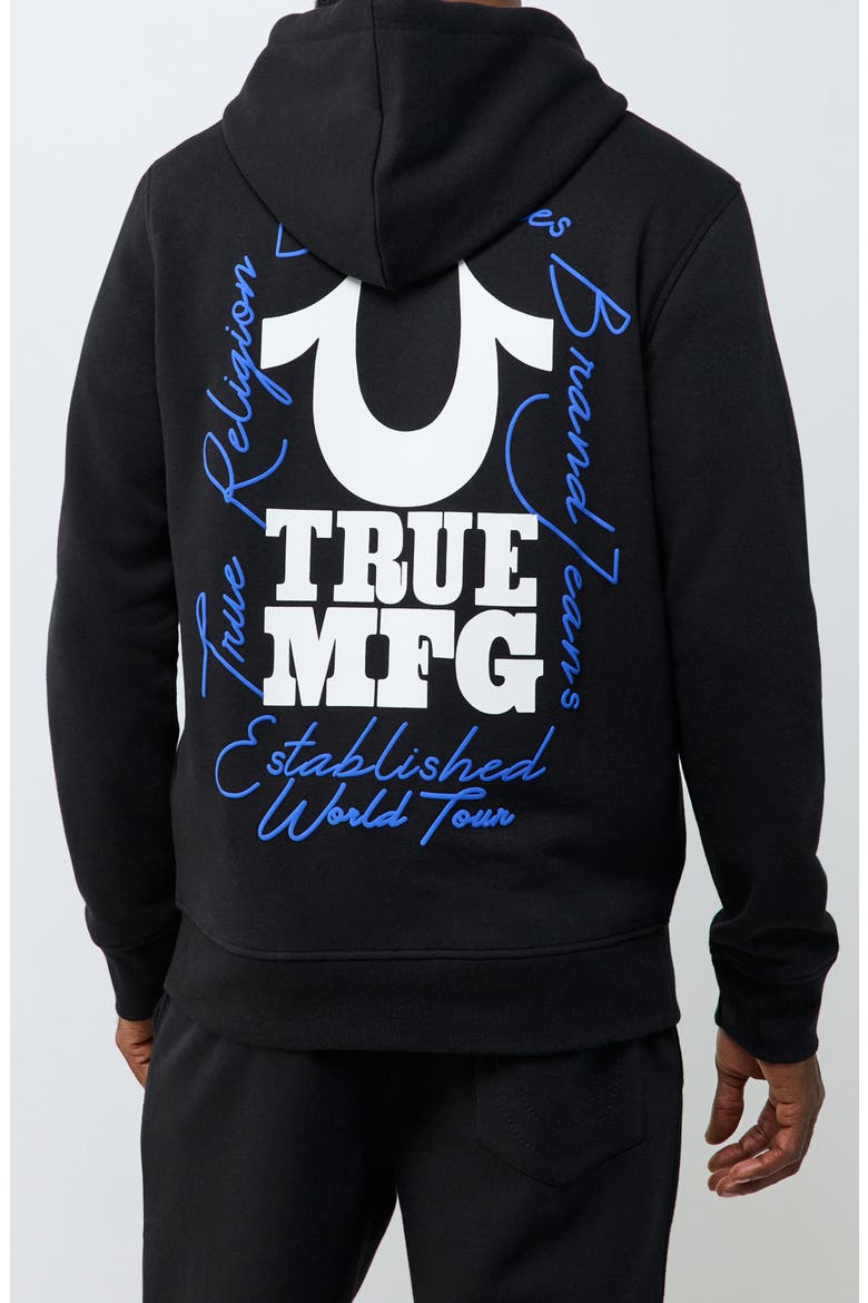 Script Logo Full Zip Hoodie, Alternate, color, JET BLACK