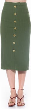 Alexia Admor Carla Button Front Midi Skirt