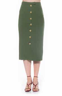 Alexia Admor Carla Button Front Midi Skirt