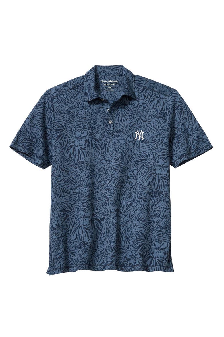 Men's Tommy Bahama  Navy New York Yankees Wild Hibiscus Tri-Blend IslandZone Polo, Main, color, Navy