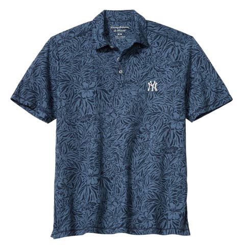 Men's Tommy Bahama  Navy New York Yankees Wild Hibiscus Tri-Blend IslandZone Polo