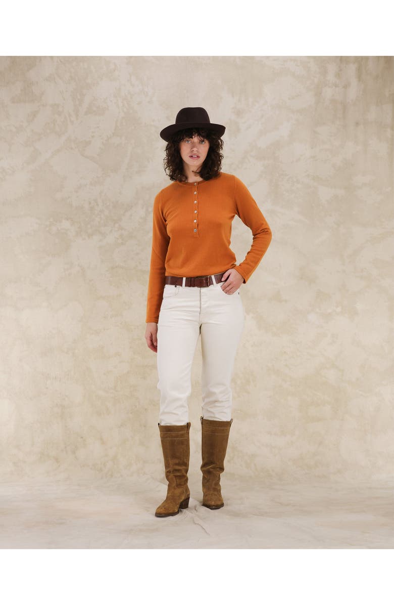 Fortela Lou Cashmere Henley Knit, Alternate, color, Orange