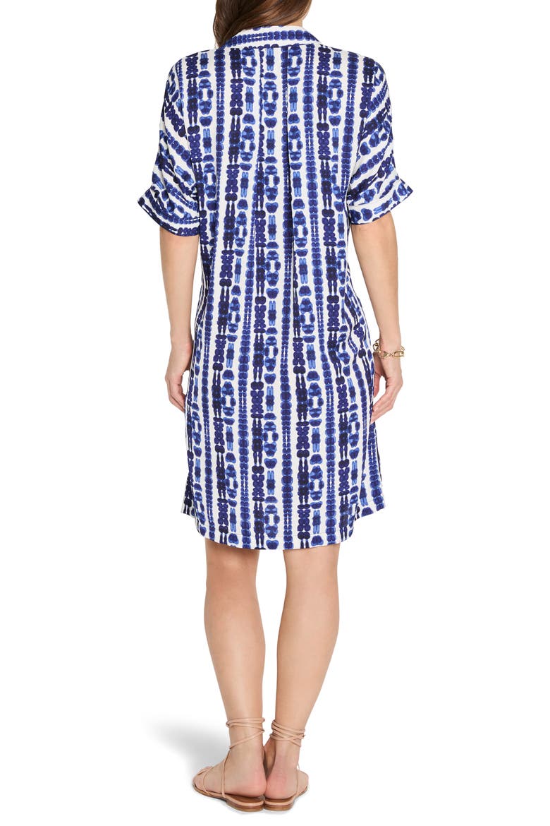 Devon Shibori Stripe Short Sleeve Shirtdress, Alternate, color, INDIGO MULTI
