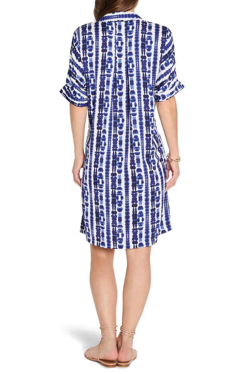 NIC+ZOE Devon Shibori Stripe Short Sleeve Shirtdress, Alternate, color, Indigo Multi